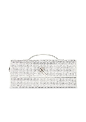 Bottega Veneta Andiamo Crystal Clutch in White Moonlight & Silver - Metallic Silver. Size all.