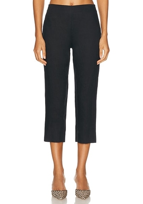 AEXAE Linen Capri Pant in Black - Black. Size L (also in S, M).