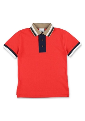 Burberry Boys Bold Red Preppy Pattern Douglas College Cotton Polo Shirt