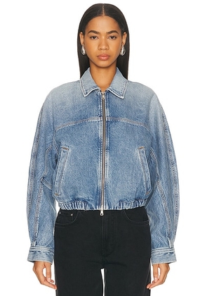 AGOLDE Dixon Cocoon Bomber Jacket in Outbreak - Blue. Size L (also in XS, S, M, XL).