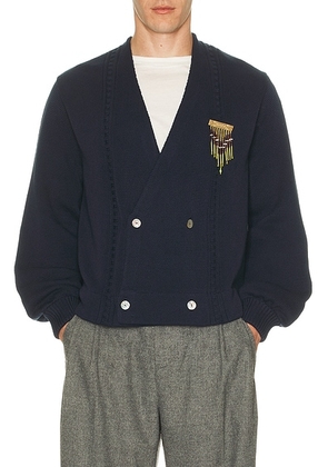 BODE Double Breasted Cardigan in Navy - Navy. Size L (also in M, XL/1X).
