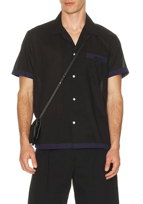 BODE Heart Deco Short Sleeve Shirt in Navy & Black - Black,Navy. Size L (also in XL/1X).