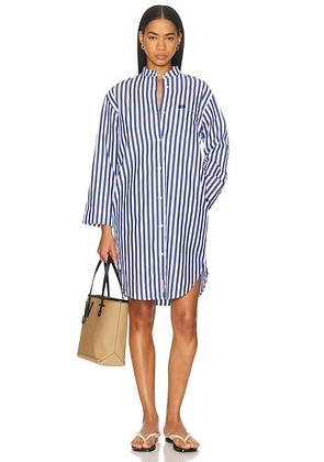 BODE Calliope Tunic Dress in Blue Cream - Blue,White. Size L (also in M, S).
