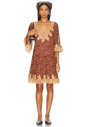 BODE Confetti Floral Dress in Multi - Red,Tan. Size L (also in M).