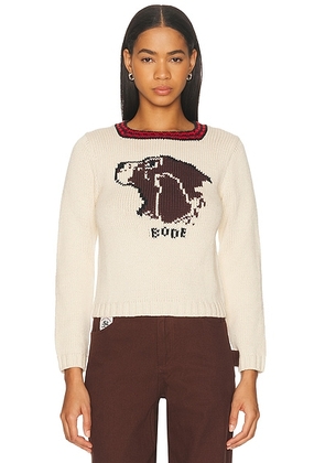 BODE Spaniel Sweater in Cream - Cream. Size L (also in XS, S, M).