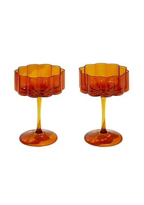 Fazeek Wave Coupe Glasses Set of 2 in Amber - Burnt Orange. Size all.