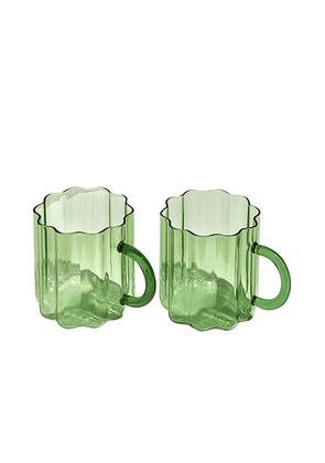 Fazeek Wave Mugs Set of 2 in Green - Green. Size all.