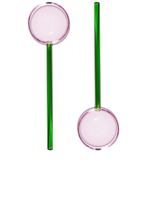 Fazeek Salad Servers in Pink & Green - Green. Size all.