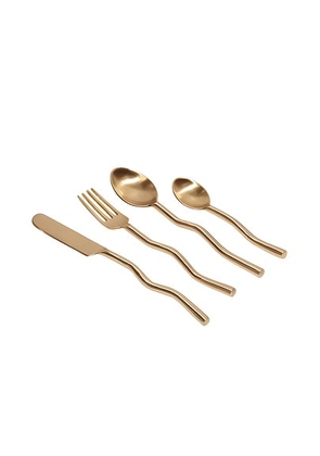 Fazeek Wave Cutlery 4 Piece Set in Matte Brass - Metallic Bronze. Size all.