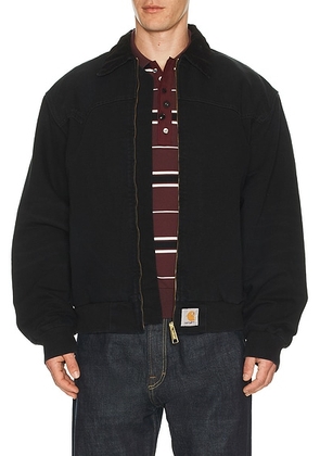 Carhartt WIP Og Santa Fe Jacket in Black & Black Grind Wash - Black. Size L (also in M, S, XL/1X).
