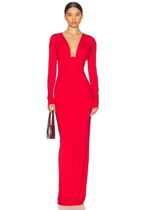 Helsa Jersey Deep V Maxi Dress in Chile - Red. Size XL (also in ).