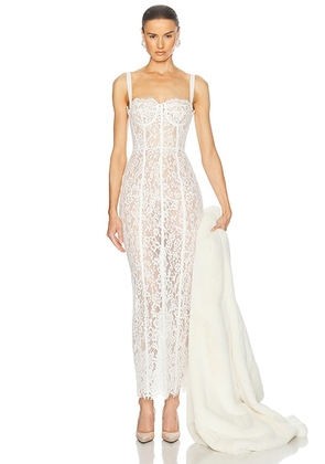 Helsa The Lace Column Dress in White - White. Size XXS (also in S).