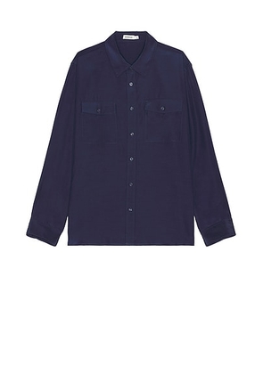 SIMKHAI Niall Relaxed Fluid Shirting in Midnight - Blue. Size XL/1X (also in ).