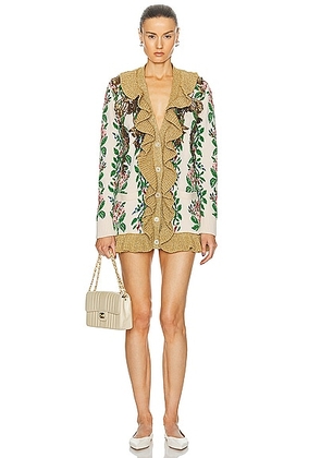 gucci Gucci Floral Ruffle Cardigan in Cream - Cream. Size S (also in ).
