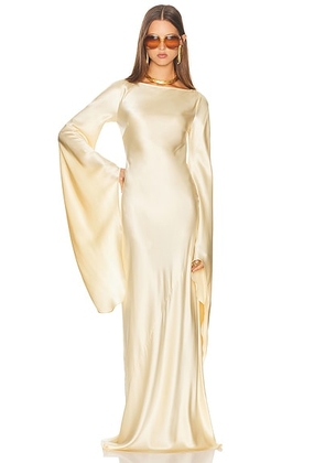 Helsa The Rosalind Dress in Silk Charmeuse in Golden Peach - Yellow. Size M (also in XS, S).
