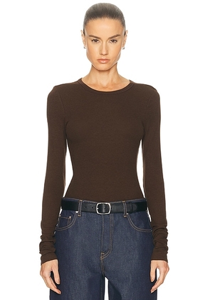 GRLFRND Crew Neck Extra Long Sleeve Tee in Espresso - Brown. Size S (also in L, XL, XS, XXS).