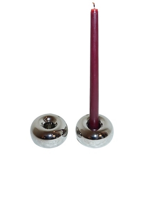 HueGah Home Noa Candlestick Holder in Chrome - Metallic Silver. Size all.