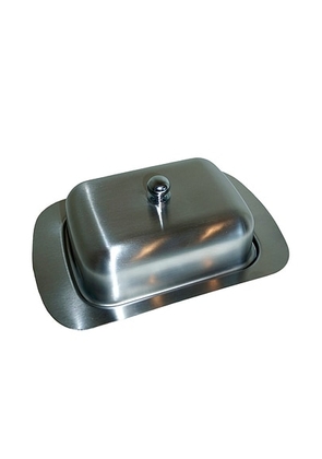 HueGah Home La Creme Butter Dish in N/A - Metallic Silver. Size all.