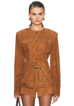 Haikure Temple Suede Jacket in Chocolate - Tan. Size L (also in M).