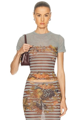 Jean Paul Gaultier Mesh Printed Marini?re Grape Baby Tee in Light Blue & Multicolor - Slate,Brown. Size S (also in ).