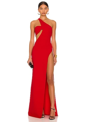 MONOT One Shoulder Cut Out Gown in Red - Red. Size 6 (also in ).