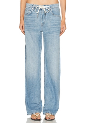 GRLFRND Bella Low Rise Boyfriend Drawstring in Santa Monica - Blue. Size 23 (also in 24, 25, 26, 27, 28, 29, 30, 31, 32).