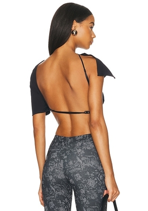 Jade Cropper Open Back T-Shirt in Black - Black. Size 34 (also in 38, 40).
