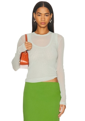Helmut Lang Mesh Layered Long Sleeve Top in Aqua Grey - Mint. Size M (also in ).