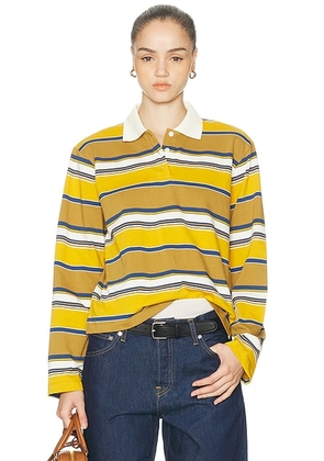 GRLFRND Long Sleeve Polo in Multi Stripe - Mustard,Tan. Size L (also in M, S, XL, XS, XXS).