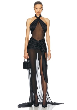 Mirror Palais Bow Wrap Dress in Noir - Black. Size L (also in ).