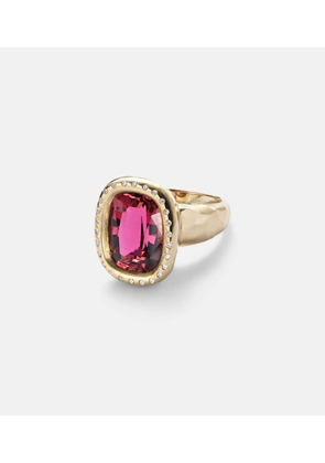 Octavia Elizabeth Mirage 18kt gold ring with rubellite and diamonds