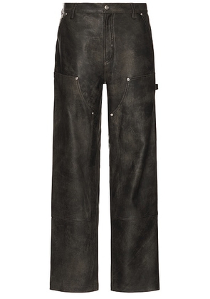 Mimchik Leather Carpenter Pant in Vintage Black - Black. Size L (also in ).