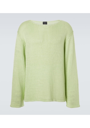 Giorgio Armani Open-knit linen-blend sweater