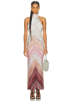 Missoni Sleeveless Backless Halter Neck Dress in Pink Tones - Blush. Size 42 (also in ).