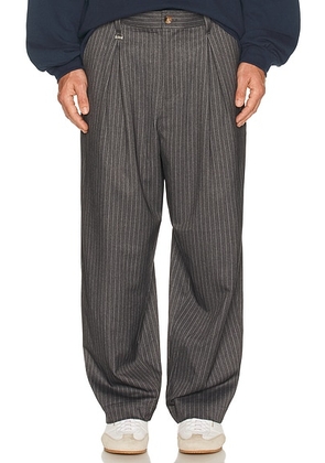Metalwood Studio Elastic Waist Baggy Pant in GREY PINSTRIPE - Grey. Size 36 (also in ).