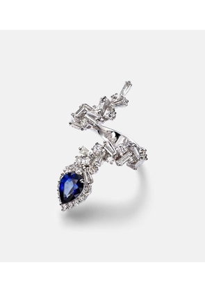 Yeprem Reign Supreme 18kt white gold ring with diamonds and sapphire