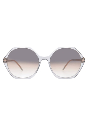 Hugo Boss Grey Brown Hexagonal Ladies Sunglasses BOSS 1585/S 0KB7/PR 56