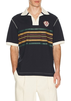 Nicholas Daley Striped Rugby Polo in Navy - Navy. Size L (also in M, XL/1X).