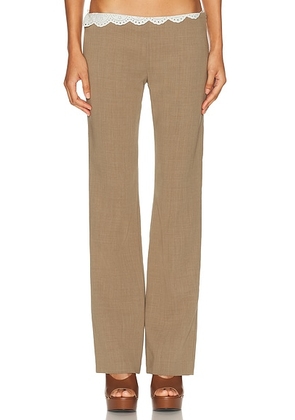 Magda Butrym Scallop Waist Trouser in Beige - Beige. Size 36 (also in 38, 40).