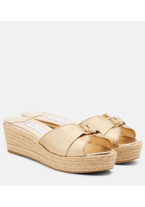 Jimmy Choo Leda metallic leather espadrille wedges