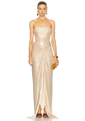 Retrofete Maytal Dress in Latte - Metallic Gold. Size S (also in ).