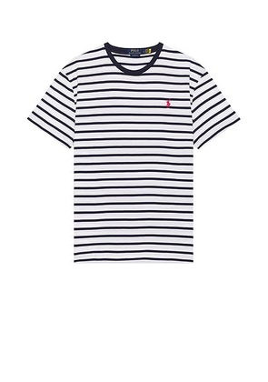 Polo Ralph Lauren Short Sleeve Classic Stripe T-Shirt in White & Newport Navy - White. Size L (also in M, S, XL/1X, XXL/2X).