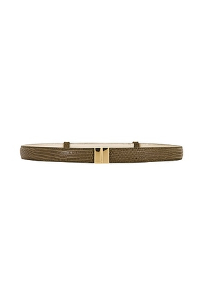 Toteme Slide Clasp Lizard Embossed Belt in Dark Olive - Olive. Size 90 (also in ).
