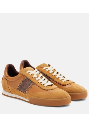 Etro Pegaso suede-trimmed leather sneakers