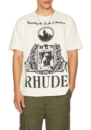 Rhude Youth Of America Tee in Vintage White & Black - White. Size L (also in M).