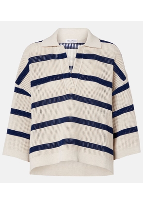 Brunello Cucinelli Striped cotton polo sweater