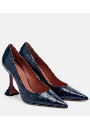 Amina Muaddi Ami croc-effect leather pumps