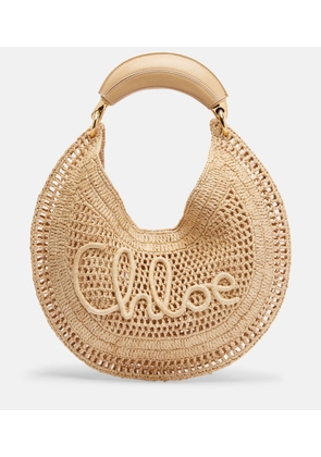 Chloe Summer Banana Medium raffia shoulder bag