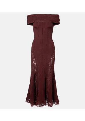 Self-Portrait Lace-trimmed off-shoulder midi dress