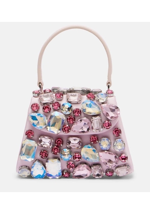 Self-Portrait Mini embellished satin top-handle bag